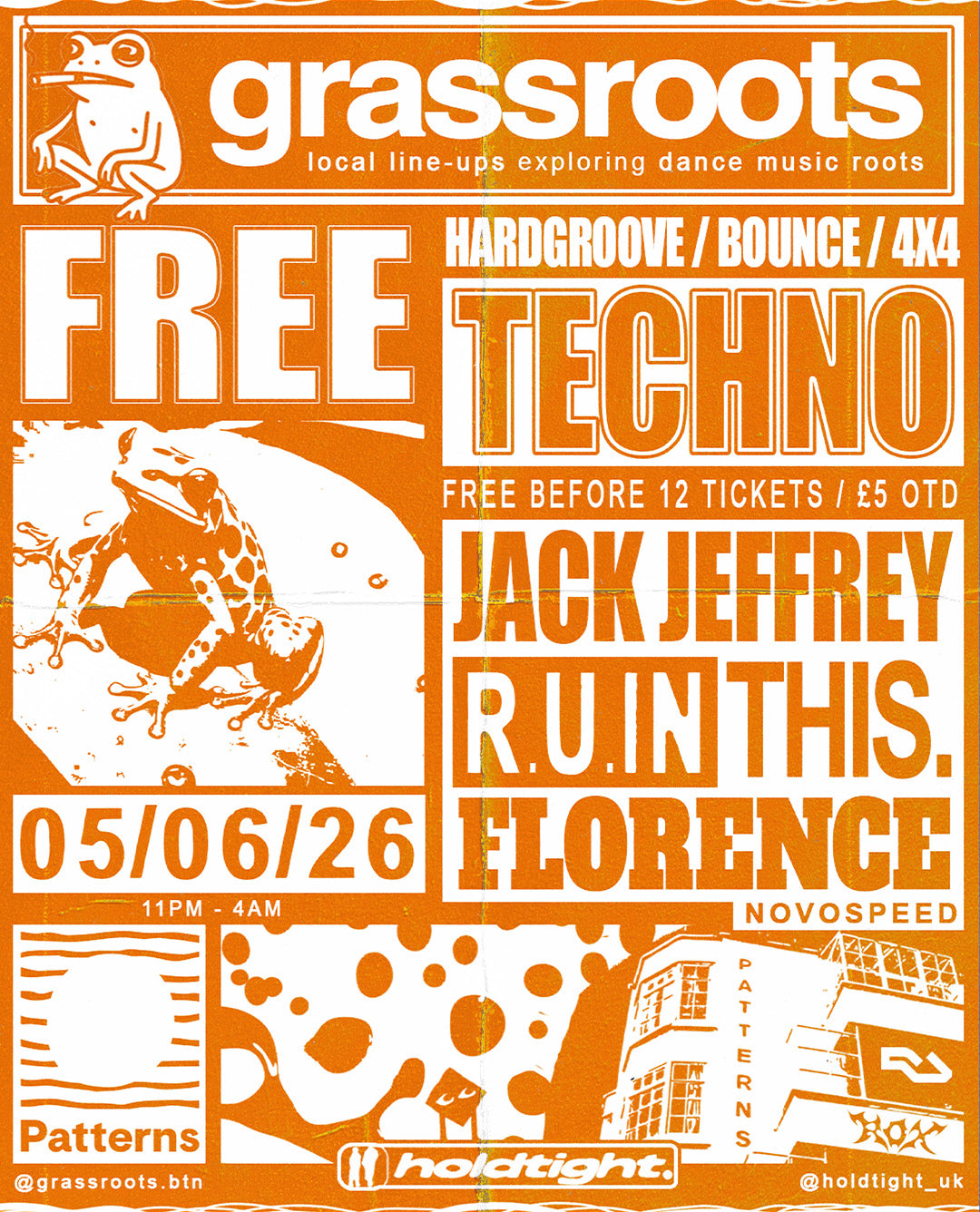 GRASSROOTS 🐸 FREE First Fridays - TECHNO, Hardgroove, Bounce, 4x4 - 05/06/26