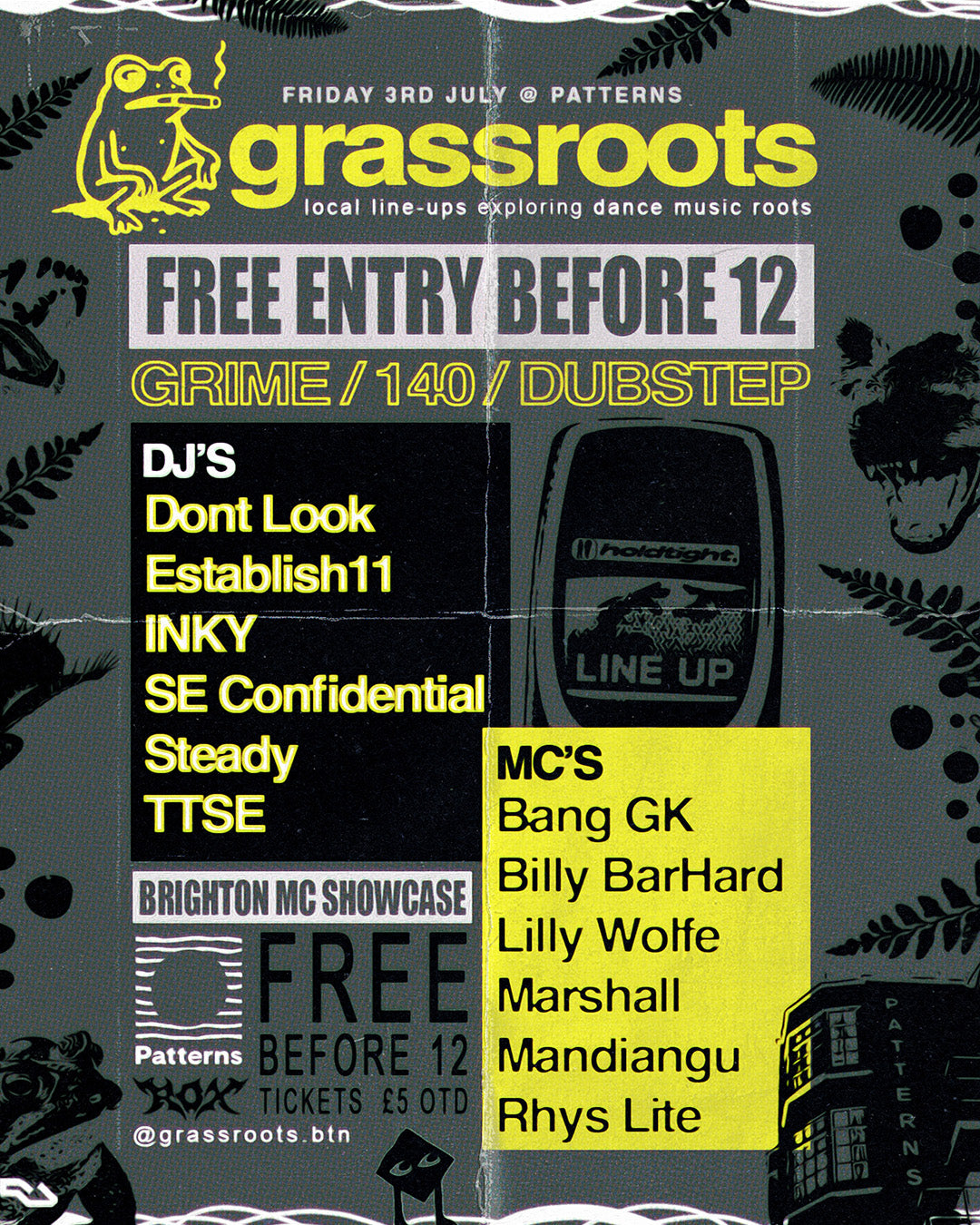 GRASSROOTS 🐸 FREE First Fridays - GRIME, 140, DUBSTEP - 03/07/26 at Patterns