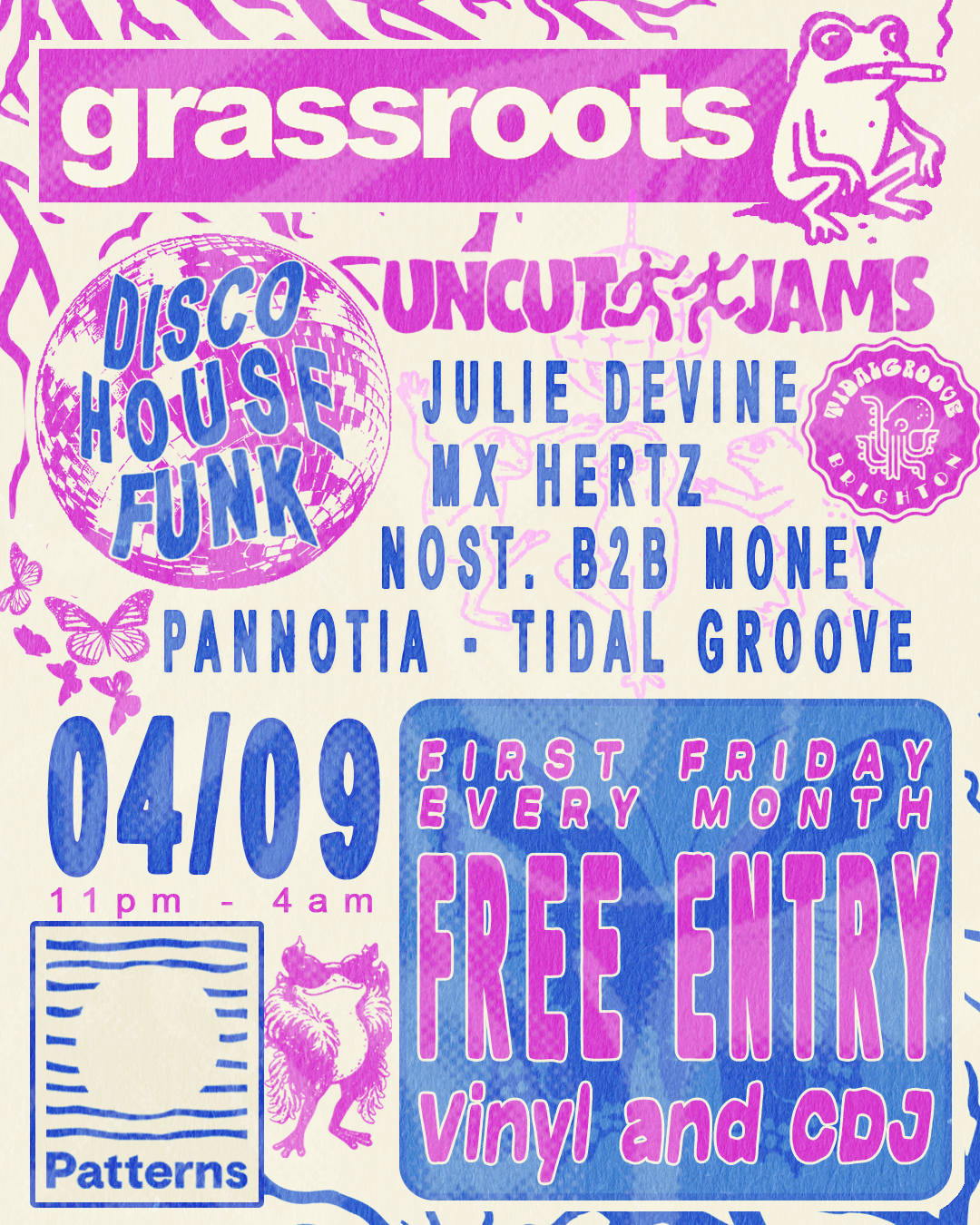 GRASSROOTS 🐸 FREE First Fridays - Disco, Funk & House - 04/09/26