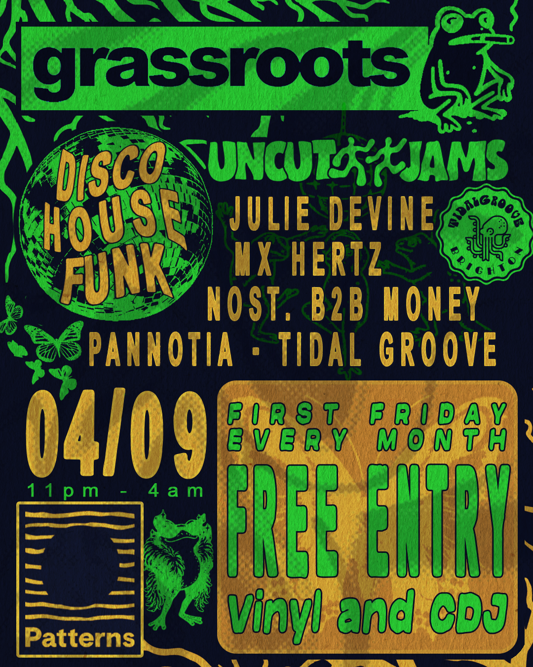 GRASSROOTS 🐸 FREE First Fridays - Disco, Funk & House - 04/09/26