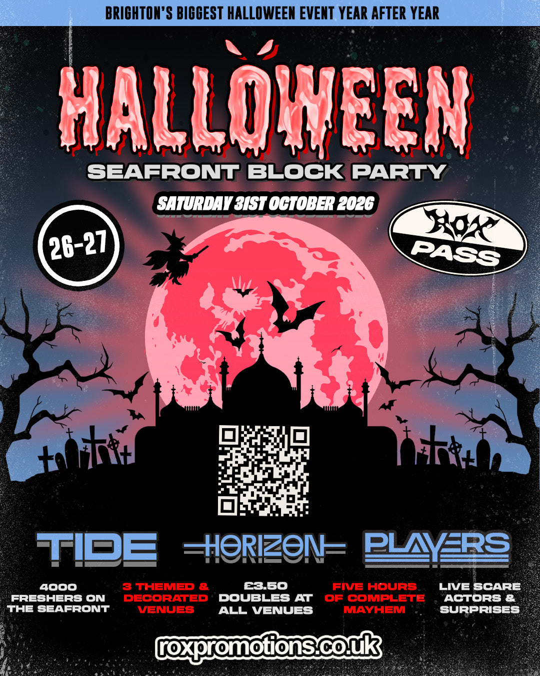 HALLOWEEN SEAFRONT BLOCK PARTY 31.10.26 / 3 VENUES / 3000 STUDENTS - ONE HALLOWEEN EVENT